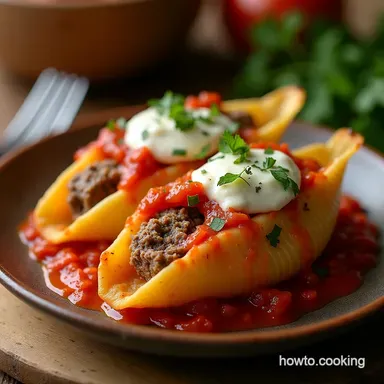 The Best Creamy Ricotta Beef Stuffed Shells Recipe Recipe Card