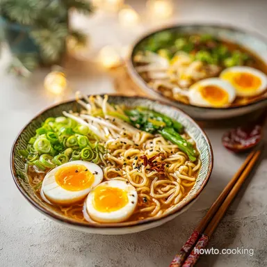 Ramen Recipe with Miso and Soft Egg in 30 Min Recipe Card