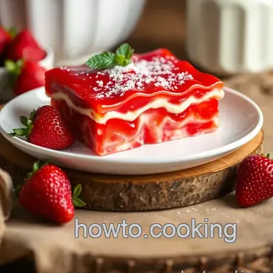 How to Make My Grandmother's No-Bake Strawberry Jello Lasagna Delight Recipe Card