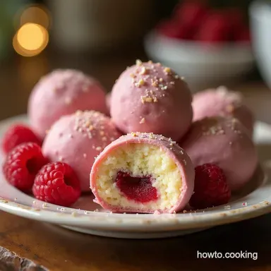 NoBake Raspberry Cheesecake Truffles Recipe Easy Dessert Recipe Card