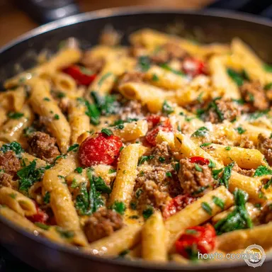 One Pot Sausage Pasta: Creamy Tuscan-Style Meal Prep Favorite Recipe Card