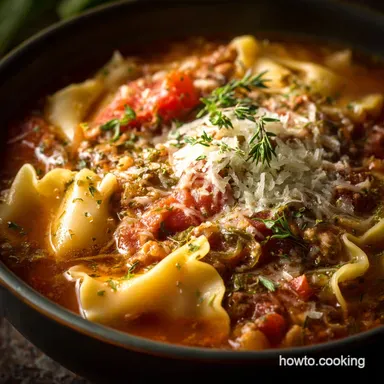 Lean Lush Healthy Lasagna Soup OnePot Weeknight Comfort Recipe Card