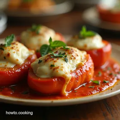 Melty Mozzarella Roasted Pepper Stuffed Chicken Breasts Recipe Card