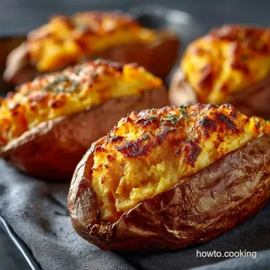 Perfect Baked Sweet Potatoes Fluffy Centre Crispy Jacket Skin Recipe Card