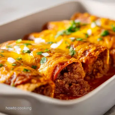 Ground Beef Enchiladas: Ultimate Homemade Red Sauce Bake Recipe Card