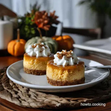 Pumpkin Cheesecakes: Silky Custard, Gingersnap Crust Recipe Card