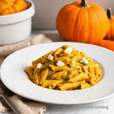 Creamy Pumpkin Feta Pasta My GoTo Meatless Fall Recipe Recipe Card