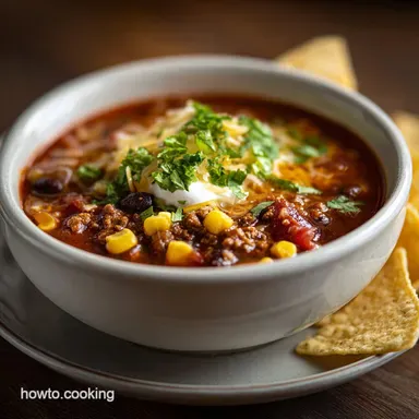 Taco Soup Recipe: Ground Beef in 30 Minutes Recipe Card