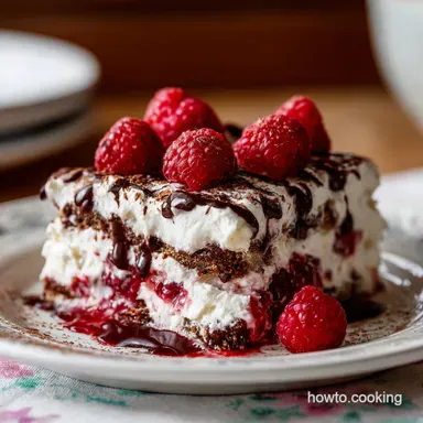 Raspberry Chocolate Lasagna Dessert for 12 Servings Recipe Card