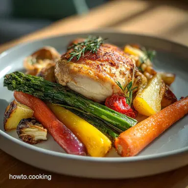 Healthy Dinner Recipe with Roasted Chicken and Vegetables: Crispy Skin Recipe Card