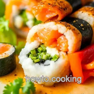 Roll Up Tasty Salmon Sushi in 45 Minutes Recipe Card