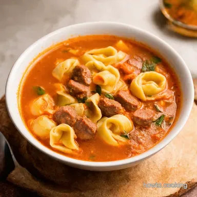 Cozy Sausage and Tortellini Soup A Weeknight Winner Recipe Card