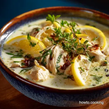 Silky Lemon Chicken Soup Avgolemono Classic Comfort Food Recipe Card