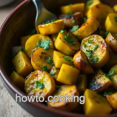 Simple Roasted Patty Pan Squash with Garlic & Fresh Herbs Recipe Card