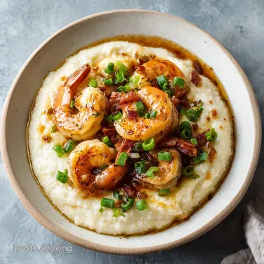 Shrimp and Grits Recipe for 4 Servings Recipe Card