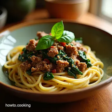 Speedy Beef Spinach Pasta Quick Mince Magic Recipe Card