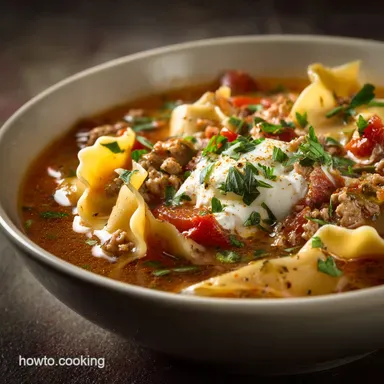 Healthy Lasagna Soup Recipe HighProtein Light Weeknight Meal Recipe Card