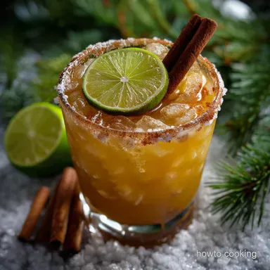 Spiced Christmas Margarita Cocktail for the Holiday Season with Cinnamon Recipe Card