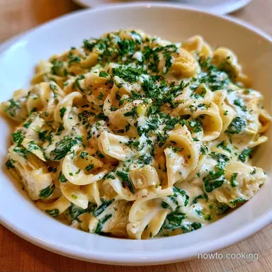 Creamy Spinach Artichoke Dip Pasta Recipe Card