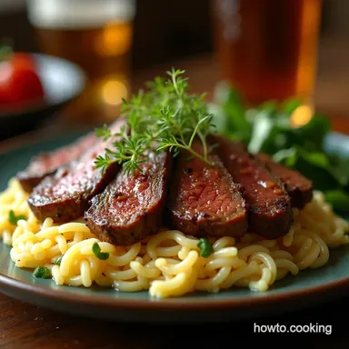 PanSeared Flank Steak with LemonHerb Creamy Orzo Recipe Card