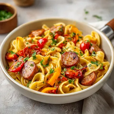 Sticky Honey Garlic Sausage Pasta Skillet for 4 Servings