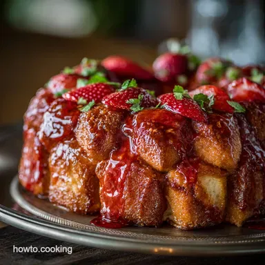 Strawberry Monkey Bread: Sticky Homemade Brioche Pull Apart Bake Recipe Card