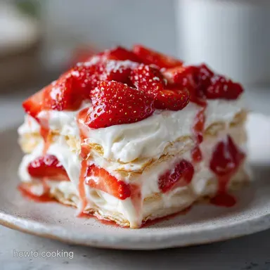 Strawberry Eclair Cake Recipe for 15 Servings Recipe Card