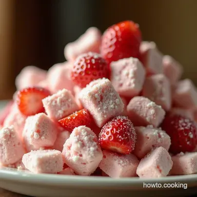 Easy Strawberry Shortcake Puppy Chow Recipe Summer Snack Mix Recipe Card
