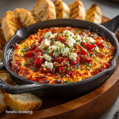 Veggie Dip: Tangy Roasted Red Pepper and Feta Recipe Recipe Card