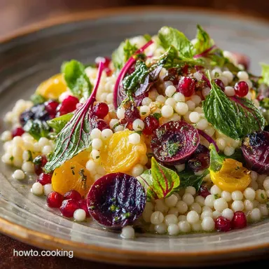 Pearl Couscous: Sunshine Salad with Lemon Herb Dressing Recipe Card