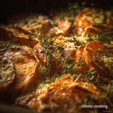 Sweet Potato Tian Recipe: Rustic Fall Side Dish with Thyme and Gruy&egrave;re Recipe Card