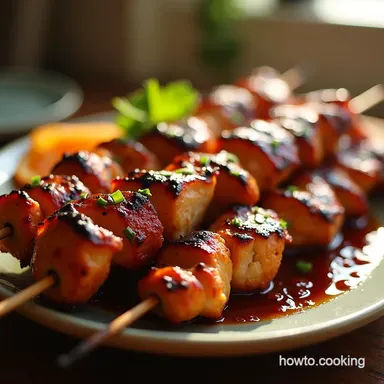 Sweet Smoky bbq chicken kabobs on the Grill Easy Recipe Recipe Card