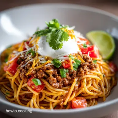 Taco Spaghetti One-Pot Ready in 30 Min Recipe Card