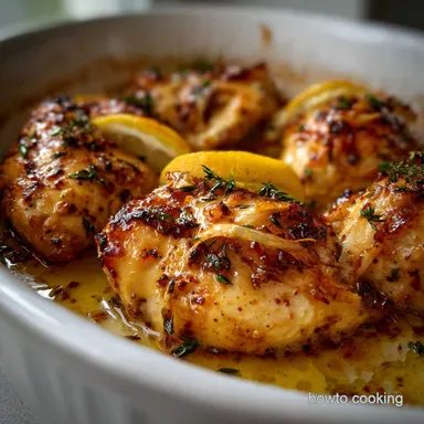 Baked Lemon Chicken: Easy 1-Hour Meal with Garlic Thyme Recipe Card