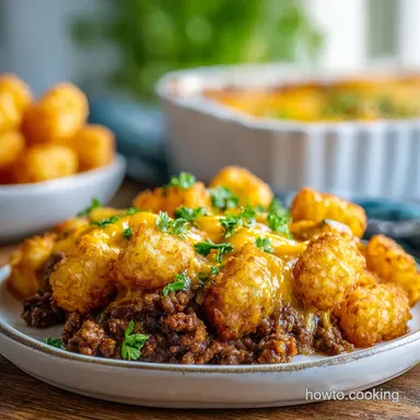 Tater Tot Casserole Recipe for 8 Servings Recipe Card