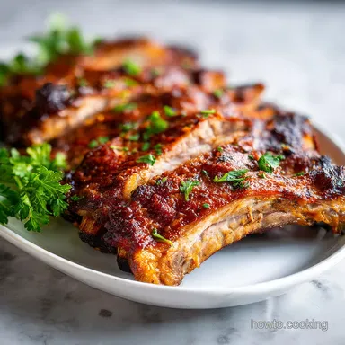 Marinated Ribs for 4 Servings: Tender Oven Baked Recipe Recipe Card