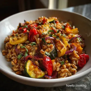 Farro: Tuscan Sunset Roasted Veggie Bowl Recipe Recipe Card