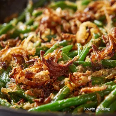 Green Bean Casserole From Scratch Fresh Beans Crispy Shallots Recipe Card