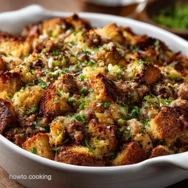 Sausage Stuffing Recipe: Crispy Top, Moist Interior, Deeply Savory Recipe Card