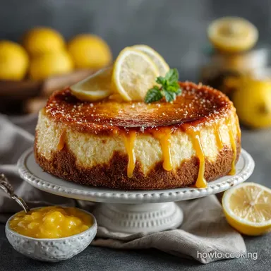 The Best Baked Lemon Cheesecake with Homemade Lemon Curd Recipe Card