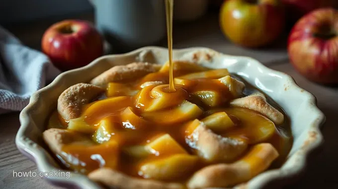 Irresistible Classic Apple Pie with Drizzled Caramel Sauce