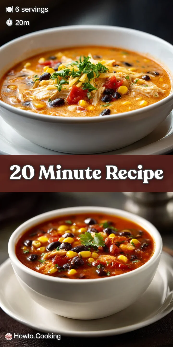 Close-up of tender chicken and plump black beans in a rich, flavorful broth. Hints of corn and spices promise a delicious,...