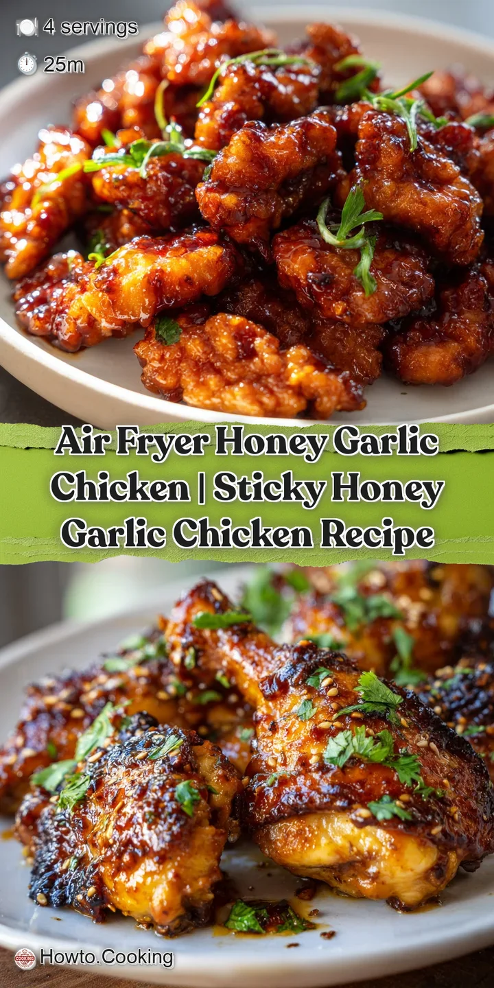 Close-up view reveals the sticky, glistening texture of honey garlic glaze on perfectly cooked chicken. Tantalizingly deli...