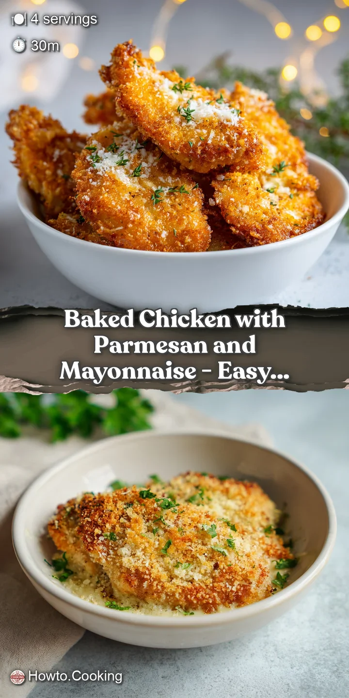 Juicy chicken breast with a savory, golden-brown Parmesan and mayo crust, lightly seared.