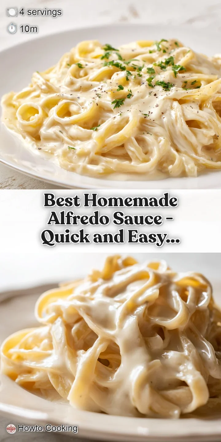 Close-up of rich, glossy white cream sauce clinging to pasta ribbons, showing a smooth and velvety texture.