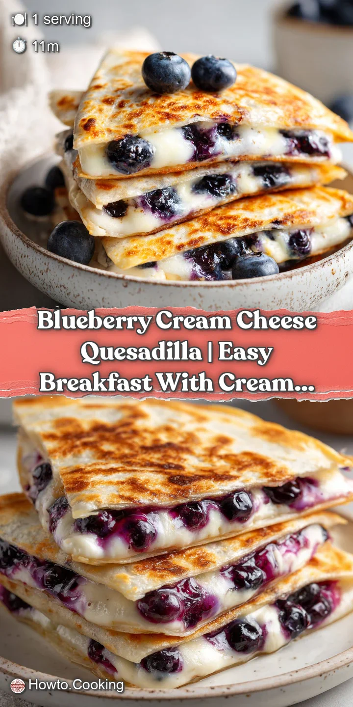 Close-up of a crispy, caramelized quesadilla bite revealing creamy filling and juicy blueberries.