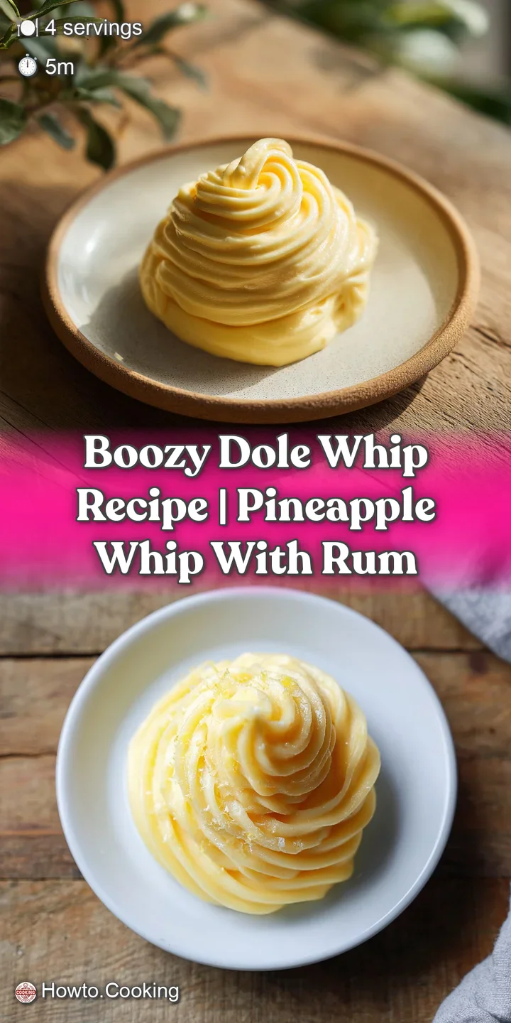 Close-up reveals the frosty texture of boozy Dole Whip, a creamy, pale yellow dessert with a hint of melting, promising co...