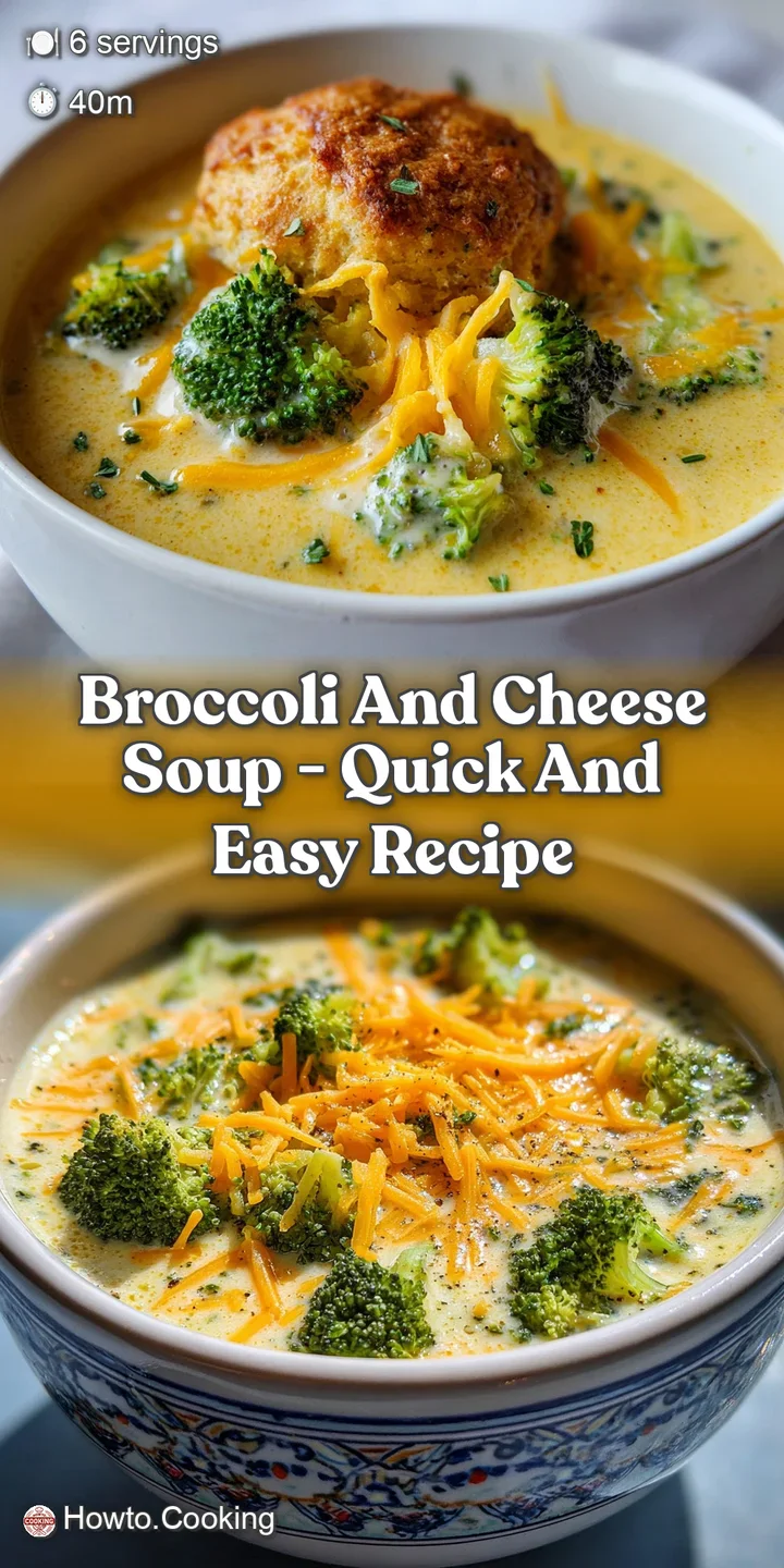 Close-up of velvety broccoli soup with melted, golden cheese oozing on top. Steam rises from the bowl, inviting a warm taste.