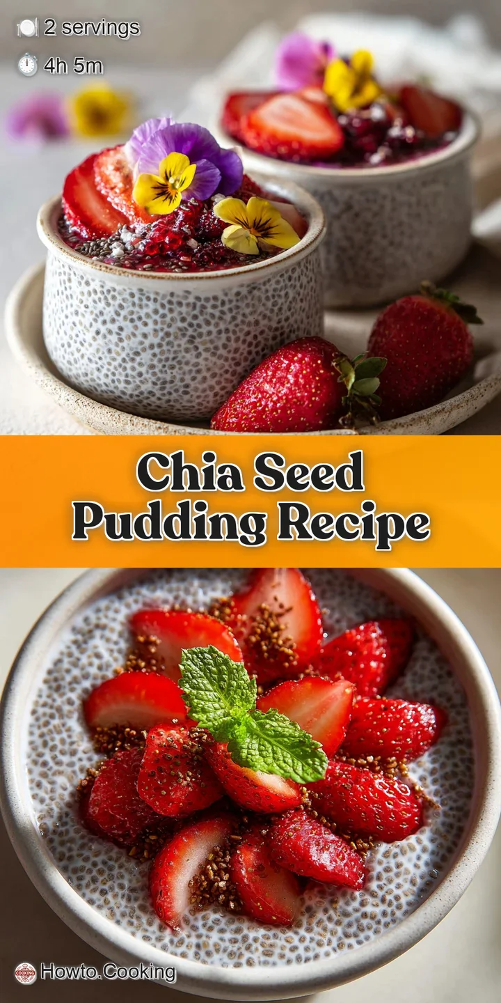Close-up of chia seed pudding showing glistening texture and plump raspberries. Hints of almond and coconut create an invi...