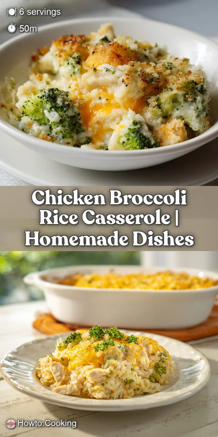 Close-up of a bubbling, golden-brown chicken broccoli rice casserole, with creamy sauce and visible tender broccoli.